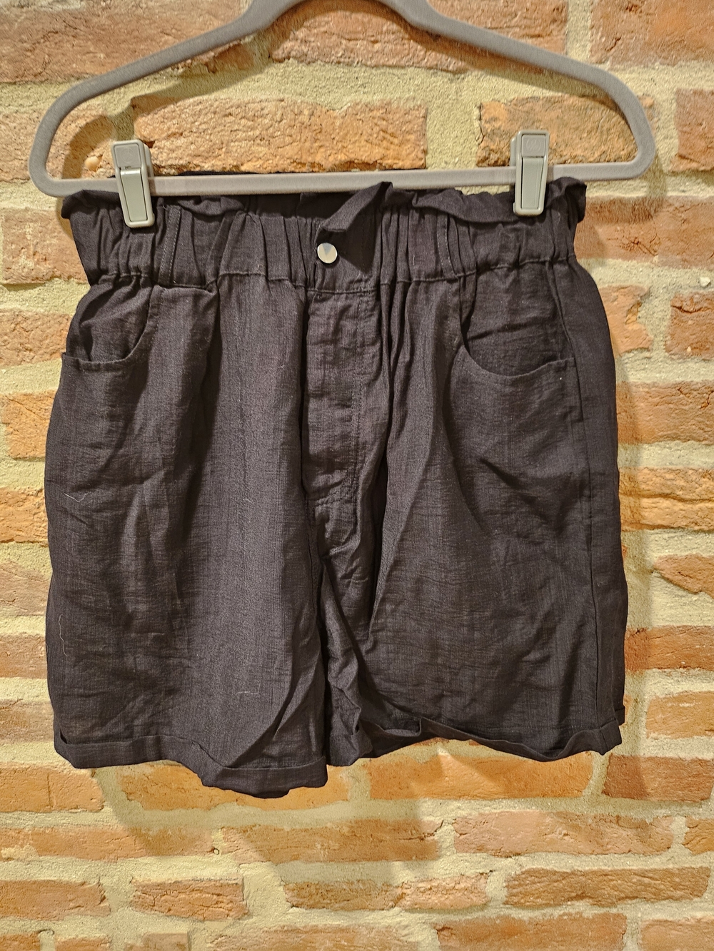 Fashion Nova Black Elastic Waist Pleated Shorts